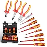 CCLIFE 11 tlg VDE Isolierter Schraubendreher Schraubenzieher Zange Set 1000V mit Spannungsprüfer Schlitz Philips