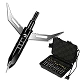 biubiusot 12er Pfeilspitzen 100 Körnern Jagdspitzen Armbrust Erwachsene Jagd Pfeile für Bogenschießen Carbonpfeile Glasfaserpfeil Compoundbogen Bogen mit Aufbewahrungsbox (E) (Schwarz)