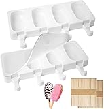 Ventdest Eisformen eis am stiel, Cakesicles silikonform, Stieleisformen, Popsicle Formen Set mit 200 Holzstielen, BPA Frei Kuchen Eis am Stiel Backform, Selber Dessert für Kinder Erwachsene