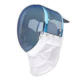 HXYhydrypd 900N tsäbelmaske, Fechtkopfschutz mit Herausnehmbarem Futter, Schutzmaske aus Metallgewebe für Training und Wettkampf(Blue,X-Large)