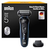 Braun Series 5 Rasierer Herren Elektrisch, Elektrorasierer, 50 Min. Akku, Rasierapparat, Präzisionstrimmer-Aufsatz, Kabelloser Nass- und Trockenrasierer, Wasserdicht, Made in Germany, 52-B1200si, Blau