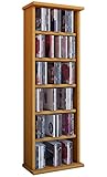 VCM CD Regal Holz | CD Regal mit Platz für 150 CDs oder 65 DVDs oder 36-Videos | Maße: H. 92 x B. 31 x T. 18 cm | Elegantes DVD Regal stehend | Blu ray Regal fürs Wohnzimmer | CD Regal | Vostan Buche
