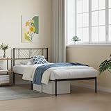 ShGaxin Bettgestell mit Kopfteil Metall Schwarz 100x200 cm, Bett, Bettrahmen, Jugendbett, Bed Frame - 372174