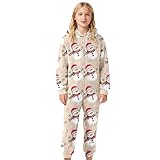 Generisch Gemütlicher Fleece-Overall für Mädchen als kuschelige Loungewear warmes Winteroutfit zum Spielen Entspannen (Khaki, 11-12 Years)