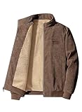 Elegancity Herren Jacke Cordjacke Stehkragen Teddyfell Gefütterte Regular Fit Reißverschluss Winterjacke Warme Taschen Braun, L
