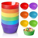 BORDEAG Kunststoff Müslischalen,24 Stück 6 Farben 370 Ml Wiederverwendbare Plastikschüssel,Plastik Schüssel Set,Unzerbrechliche Salatschüsseln Für Zuhause,Garten,Picknick,Suppe,Müsli,Salat