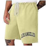 Generisch Herren Shorts mit dekorativem Druck elastischem Bund für Freizeit Urlaub Strandaktivitäten sowie sportliche Betätigung in verschiedenen Situationen (Light Yellow, S)