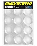 HaftPlus - 12 Stück Elastikpuffer, Anschlagpuffer transparent Ø 22mm, Möbelpuffer selbstklebend, Höhe 5,5mm, Schutzpuffer Anschlagdämpfer