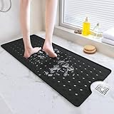 METEOROCK Badewannenmatte rutschfest, 90 x 40 cm Badewanne Matte rutschfest mit Abflusslöchern, Matte Badewanne Weiches Design für Angenehmen, Schwarz