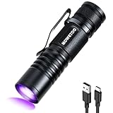 MOWETOO UV Taschenlampe Aufladbar - Mini LED UV Lampe Schwarzlicht Taschenlampe, 395nm Zoombare Ultraviolettes Licht Torch für Urinuntersuchung von Haustieren, Geldscheinkontrolle