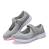 IQYU Damen Sommer Sandalen, Hohl Arbeitsschuhe, Trekkingsandalen Outdoor Mesh Atmungsaktiv, Sandaletten Flach Bequem, Sandalen Bequem DäMpfung, Sandalette Verstellbare Mit Klettverschluss