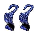 LIZHAYG Autositz Doppelhaken RüCkenhaken Dazzling Diamond Autositz-Rückenlehnenhaken, Auto-Rückenlehne, universelles Kopfstützen-Aufbewahrungsregal, Kfz-Innenzubehör(1PCS Blue)