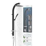 Schütte MADAGASKAR Regendusche mit Handbrause, Brausestange in schwarz mit praktischer Ablage und Wandhalterung, Duschstange für Duscharmaturen 60060