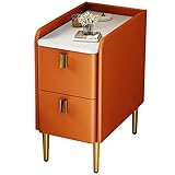 Schmaler Nachttisch mit leichtem Luxus-Mini-Kaffeetisch für Schlafzimmer, Orange, 30 x 45 x 50 cm, modernes minimalistisches Design