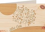 myZirbe Holzkarte - Alles Gute - Baum mit Herzen - 100% handmade in Österreich - Postkarte, Geschenkkarte, Grußkarte, Klappkarte, Karte, Einladung, Holzart:Zirbe