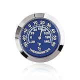 Analoges Thermometer Auto, 1 Stück Innen Außen Thermometer, KFZ Auto Thermometer Mechanischer Zeiger, Desktop Thermometer, Anti-Kratzer, hohe Transparenz, für Auto/Büro/Keller, Blau