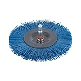 wolfcraft Nylondraht-Scheibenbürste, soft, ø100 mm - 2727000 - zum Reinigen und sanfteren Polieren von Holz und Blech - schonendes Arbeiten durch die feinkörnige Nylondrahtbestückung