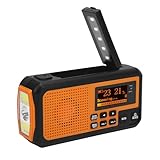 VBESTLIFE Notfallradio, DAB FM Tragbares Solarhand -Kurbel Radio mit Bluetooth Lautsprecher Power Bank Taschenlampe für Innenräume Im Freien
