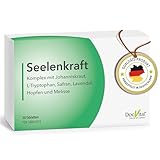 Johanniskraut L Tryptophan Tabletten hochdosiert - Innere Ruhe, gute Laune, Anti Stress - Seelenkraft - Johanneskraut, L-Tryptophan, Hopfen, Lavendel, Melisse & Safran - DocVital®