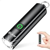 Blukar Taschenlampe LED Aufladbar, Mini EDC Taschenlampen mit 3 Lichtmodi, Klein Flashlight Tragbar mit Schlüsselanhänger, IPX6 Wasserdichte Handlampe für Wandern, Notfäll, Outdoor, Camping usw.