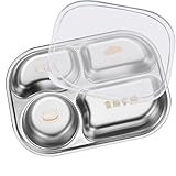 ZeiLaBang Kakadi Teller mit Saugnapf,Edelstahl Saugnapf Teller,Edelstahl-Material Kinderteller,Kinder Speiseteller mit Saugnapf,Baby Speiseteller mit Saugnäpfen,Geteilte Standfeste Babyteller