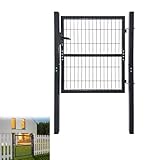 CEEDIR 100 x 100 cm Gartentür Gartentor robust langlebig Einzel Wellengitter Metall Zauntor mit Schloss Türklinke Schlüsseln Anthrazit