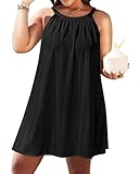 Daci Damen-Badeanzug, Übergröße, mit Aussparungen, Strandkleid, Sonnenkleid, Schwarz, 24 Plus