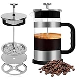 UCAMP French Press Kaffeebereiter 1000ml,Glas Kaffeepresse,Kaffeezubereiter und Teekanne,Tragbare Cafetière mit Dreifachfilter,für Kaffee oder Tee,Reisen und zum Verschenken