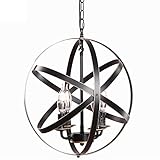 Rustikale Kugelleuchte für Wohnzimmerlampe, Laternen-Kronleuchter in Antik-Bronze-Finish, Bauernhaus-Beleuchtung, 4-flammige Pendelleuchte für Veranda-Lampe, Schlafzimmer-Hängeleuchte