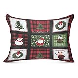 JUMBEAR Kissenbezug für Nackenrolle, Weihnachts-Patchwork, mit rotem langem Nackenrollenbezug, orthopädische Nackenrolle, Stillkissen, Schwangerschaftsunterstützung, lange Kissenbezüge, 53,34 x 137,2