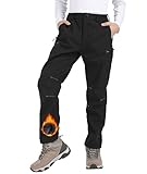 Djtnzdm Skihose Kinder Winter Softshellhose Jungen Winddicht Wasserdichte Schneehose Thermo Regenhose Atmungsaktiv Warm Outdoorhose Fleece Trekkinghose Schwarz 146-152