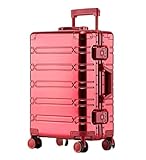 Hartschalenkoffer aus Aluminium-Magnesium mit Rädern, großes Fassungsvermögen, Handgepäck für Reisen (50,8 cm, Farbe: Schwarz)