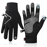 Winterhandschuhe Kinder Winter, Thermo Fleece Handschuhe Touchscreen, Elastisch Fahrrad Fussball Fahrradhandschuhe Für Klein Jungen Mädchen, Anti-Rutsch Winddicht Skihandschuhe Schwarz 8-10 Jahre