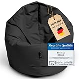 BuBiBag Sitzsack für Kinder und Jugendliche - Indoor Outdoor Bodenkissen, Sitzkissen oder als Gaming Sitzsack, geliefert mit Füllung (100 cm Durchmesser, schwarz)
