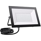 Allin LED Strahler Außen mit Stecke 100W - 6500K 10000LM Superhell LED Strahler, IP65 Wasserdicht Scheinwerfer, Fluter mit 300cm langem Stecker kabel, Flutlicht für Garten, Innenhöfe, Garage
