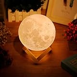 3D Mond 15cm/5.91' Light Moonlamp, Helligkeit Led Nachtlicht Stimmungslicht Dimmbare Touch Lampe für Wohnzimmer, Geschenk am Weihnachten für Liebhaber, Kunststoff, 15 cm