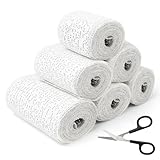 5/7.5/10cm x 2.7m Gips Abdruck Binden, 6 Babybauch Gipsbinden, Gipsbinden Set mit Schere, Gipsbinden zum Basteln, Schnelltrocknend Gipsbinden für Gipsabdruck, Gipsbinde Rolle für Modellierformen Maske