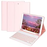 GAOJIE Tastatur Hülle für IPad 9th Gen 2021/8th Gen 2020/7th Gen 2019/IPad Air 3 Gen 2019/IPad Pro 10.5 2017 10.2 Zoll, Bluetooth Abnehmbare QWERTZ Deutscher Tastatur(Rosa)