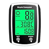 Huudngeje Fahrradcomputer Fahrradcomputer Wasserdichter Tachometer Kilometerzähler Radfahren Stoppuhr Fahrradersatzzubehör Schwarz +