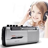 Tragbarer Kassettenspieler, Radio-Player und Recorder mit analogem AM/FM-Radio-Tuning, 3,5-mm-Kopfhöreranschluss, integriertes Mikrofon