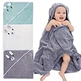 3 Pcs Kapuzenhandtuch Baby, Erstausstattung Babyhandtuch Mit Kapuze 80 X 80 Cm, Kapuzenbadetuch, Baby Handtuch Kapuze Personalisiert, Badetuch Mit Kapuze, Für Neugeborene Ab 0 Monaten Bis 2 Jahre
