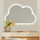 Zhoudong LED Beleuchtete Bad Spiegel mit 3 Farben Licht, Unregelmäßiger Mode Wandspiegel, Rahmenlos Dekospiegel für Flur, Beschlagfrei Touch-Schalter(Backlit,70cm/28inch)