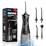 COSLUS Munddusche Kabellos Elektrischer Zahnreiniger: 4 Modi Mundduschen Kabellos 300ml Wassertank Munddusche Schnellladung für 30 Tage Akkulaufzeit Zahnzwischenraumreiniger
