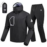 RIDEIRON Motorrad Regenkombi Herren 2-Teiler – Wasserdichte Motorrad Regenbekleidung 15000mm mit Reflektoren, Optimierter Schnitt, Doppelverschluss & Abnehmbarer Kapuze, Leicht Tragbar-M