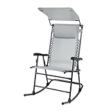 SVITA Schaukelstuhl faltbar Outdoor mit Sonnenschutz Kopfstütze Armlehne Hellgrau