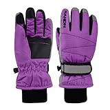 TRIWONDER Kinder Thermo-Fleece Skihandschuhe Snowboard Handschuhe Warme Winterhandschuhe für Jungen Mädchen (Violett, M (8-10 Jahre))