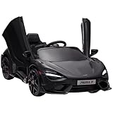 AIYAPLAY Kinder Elektroauto 12 V Kinderauto mit 2,4G Fernbedienung, MP3 Musik, Elektrofahrzeug mit Hupe, Lichten, Flügeltüren, Sanftstart, 3-5 km/h, für 3-6 Jahre Kinder, Schwarz