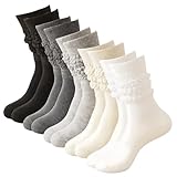 Pluvyze 5 Paar Kniestrümpfe Damen Slouch Socks Stulpensocken Damen Stulpen Da-men Leg Warmers Stiefelsocken Da-men Stulpen Socken Thermo Weich Bequem Dehnbar Einheitsgröße (5 Farben)
