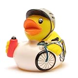 Duckshop I Badeente Radrennfahrer I Fahrrad Quietscheentchen I Rennrad Quietscheente I Wannen-Spielzeug für Kinder I Geschenk für Rennradfahrer I Geschenk für Radsportler