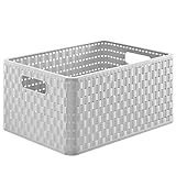 Rotho Country Aufbewahrungskiste 18l in Rattan-Optik, Kunststoff (PP) BPA-frei, mistletoe weiss, A4/18l (36,8 x 27,8 x 19,1 cm)